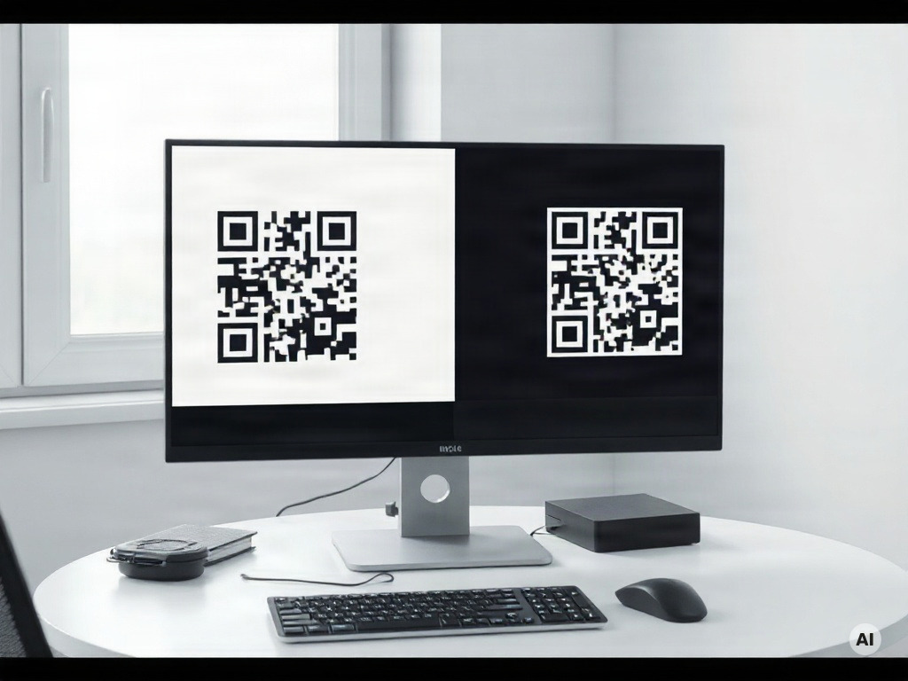 A screen used to compare QR image quality — AI-generated illustration, not a recovery demonstration