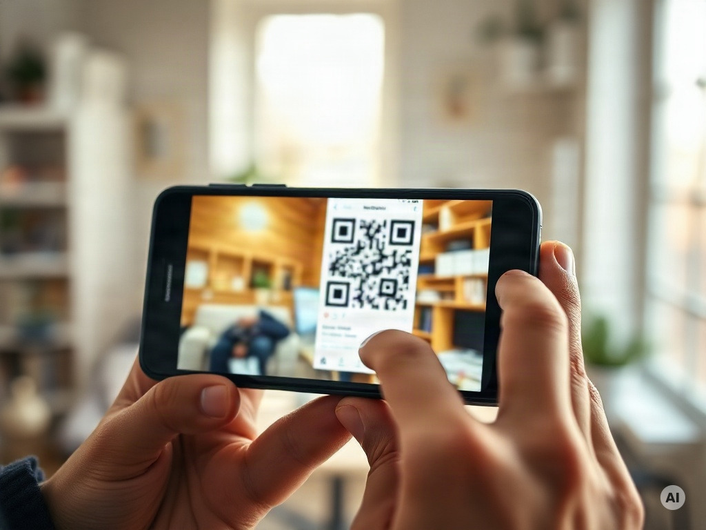 Close-up over-the-shoulder view of hands holding an Android smartphone, screen displaying a photo gallery with a screenshot - AI-generated image